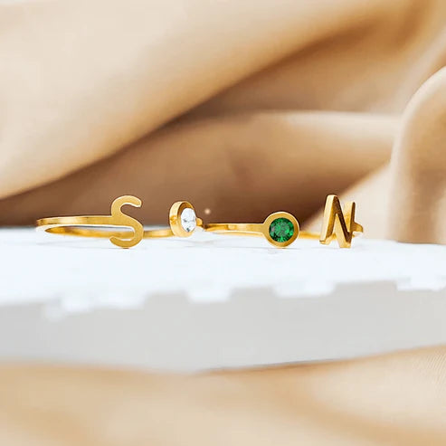 Custom Initial Birthstone Ring