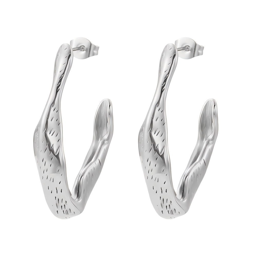 Chunky Irregular C Shaped Earrings
