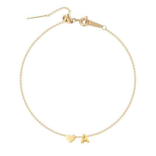 Dainty Initial Heart Bracelet
