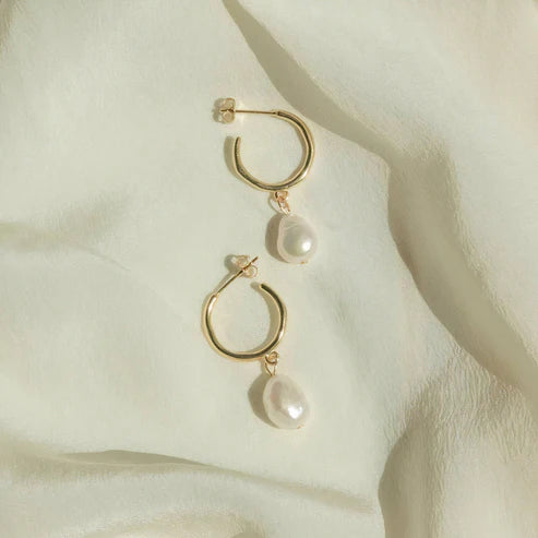 Freshwater Baroque Pearl Hoop Earrings