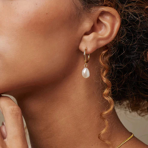 Freshwater Baroque Pearl Hoop Earrings