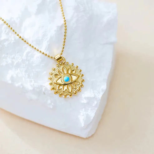 Sunburst Evil Eye Pendant Necklace