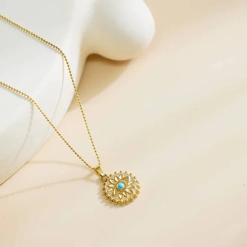 Sunburst Evil Eye Pendant Necklace
