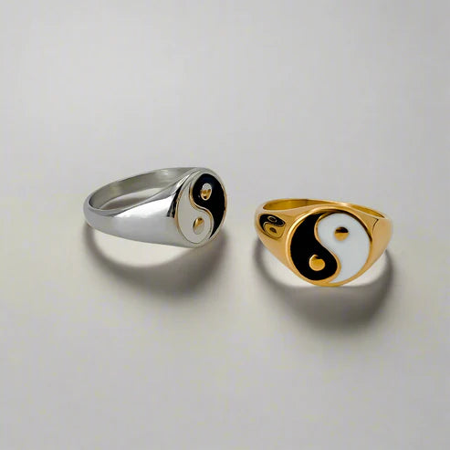 Unisex Yin Yang Enamel Ring