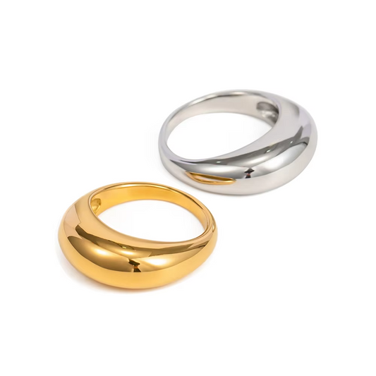 Smooth Dome 18K Gold Plated Band Ring