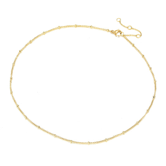 Gold Plated Beaded Chain Necklace