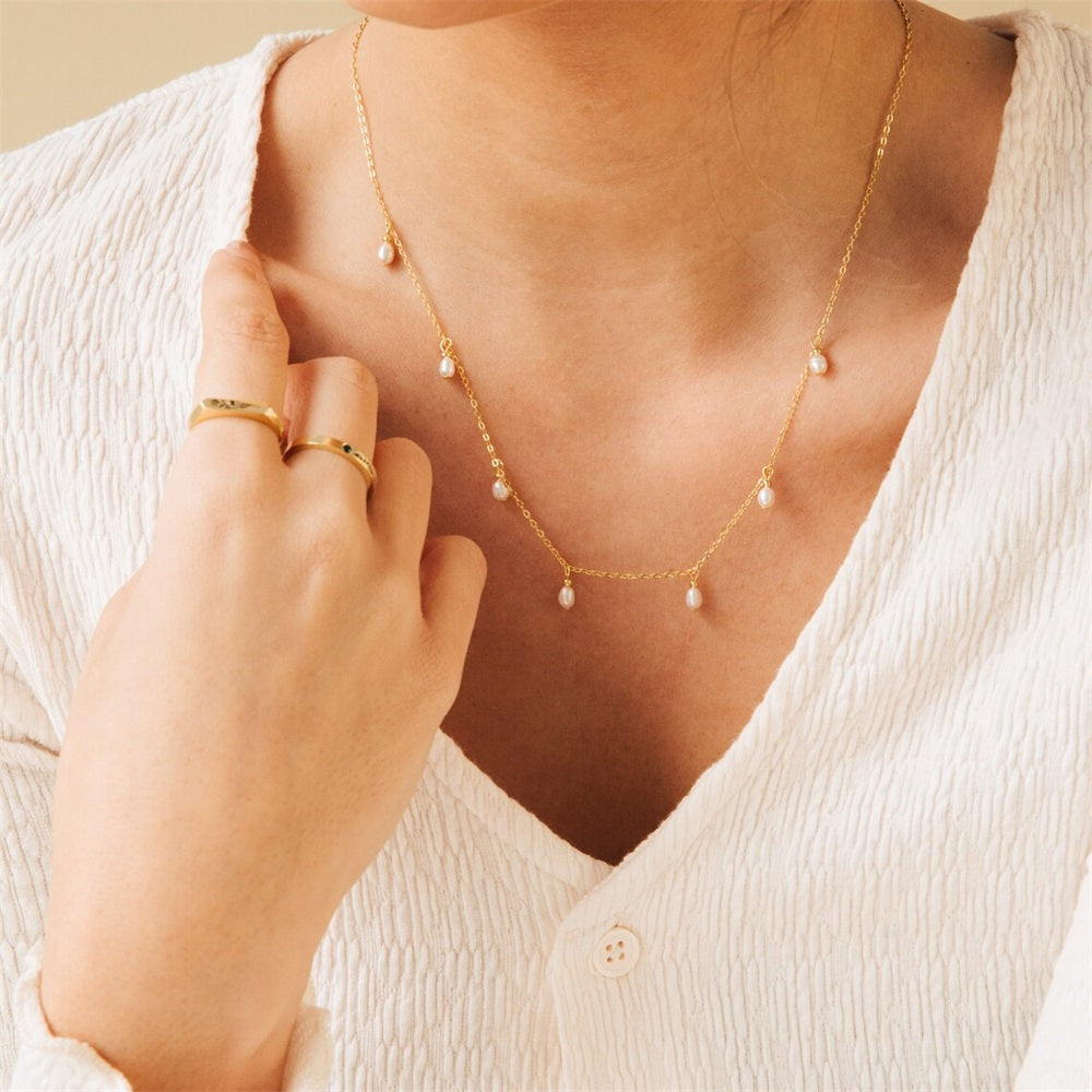 Lucky No. 7 Pearl Drop Necklace