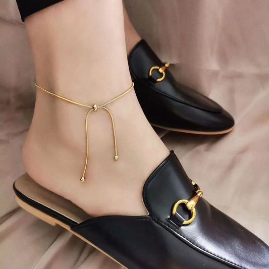 Adjustable Crossover Snake Chain Anklet