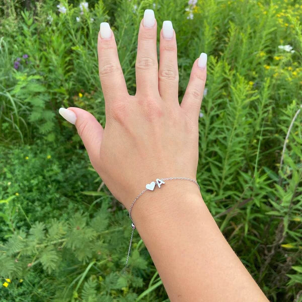 Dainty Initial Heart Bracelet