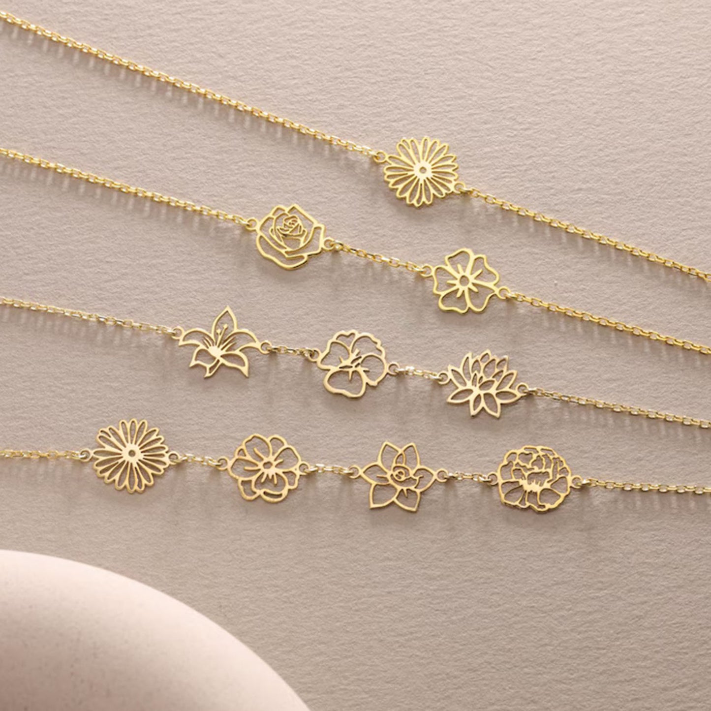 Custom Sideway Birth Flower Necklace