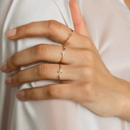 Custom Initial Birthstone Ring