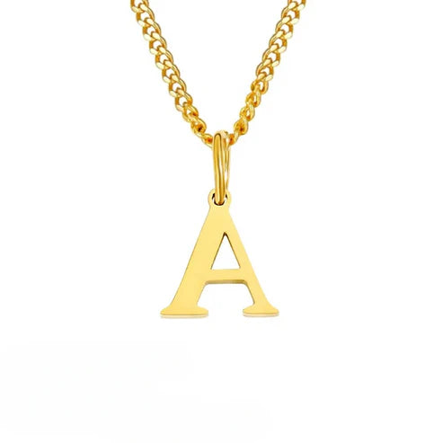 Curb Chain Letter Pendant Necklace