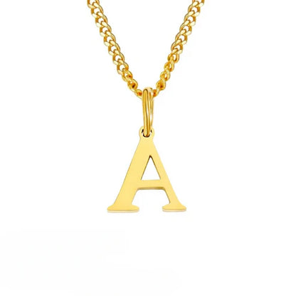Curb Chain Letter Pendant Necklace