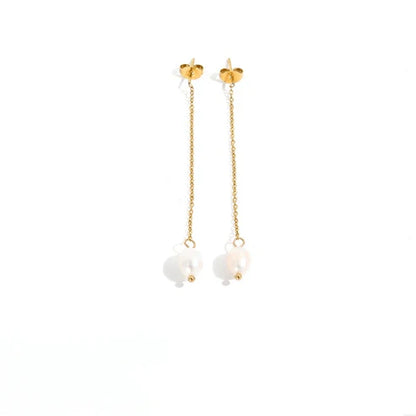Long Chain Freshwater Pearl Earrings