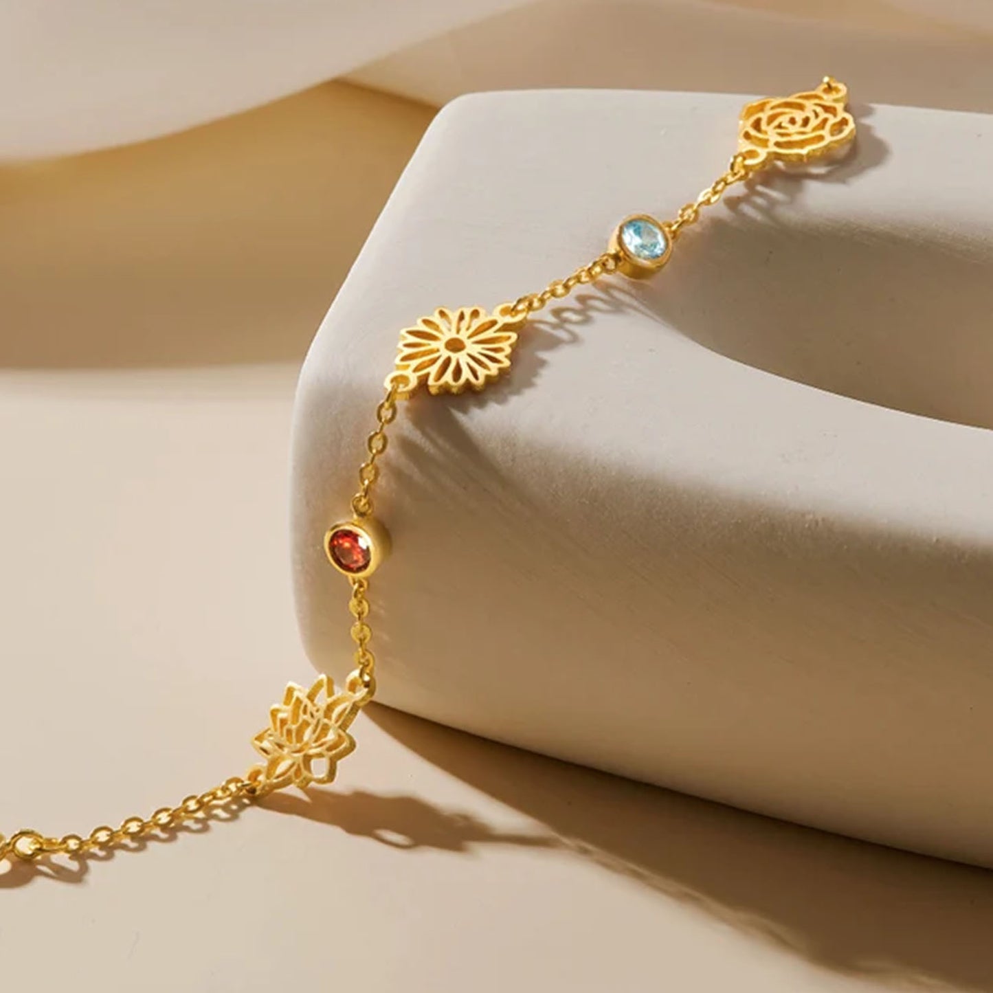 Custom Birthflower Birthstone Bracelet