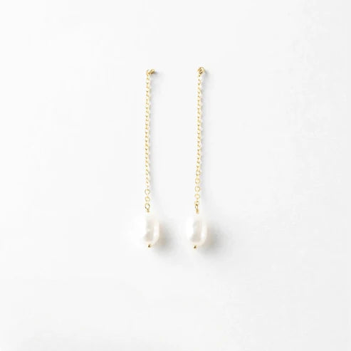 Long Chain Freshwater Pearl Earrings