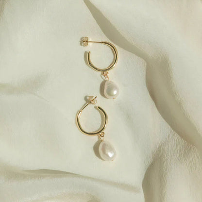 Freshwater Baroque Pearl Hoop Earrings