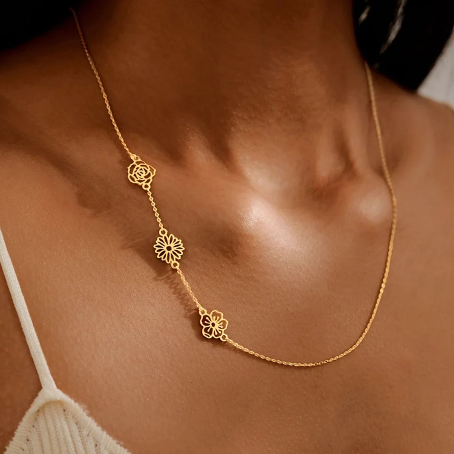 Custom Sideway Birth Flower Necklace