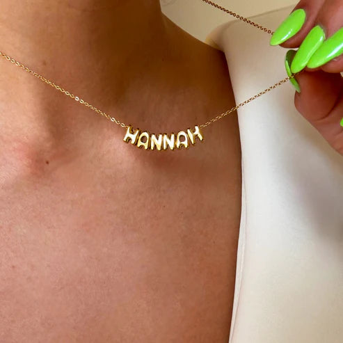 Custom Bubble Letter Name Necklace