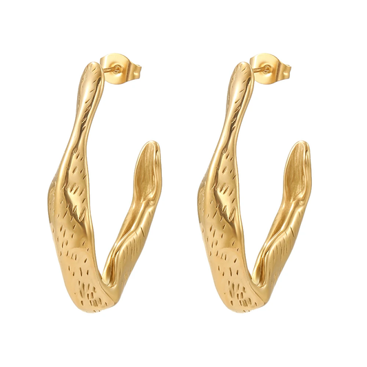 Chunky Irregular C Shaped Earrings