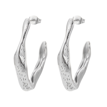 Chunky Irregular C Shaped Earrings
