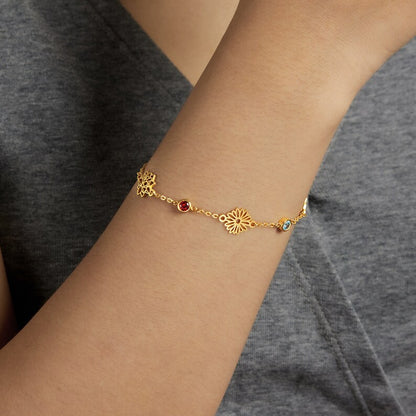 Custom Birthflower Birthstone Bracelet