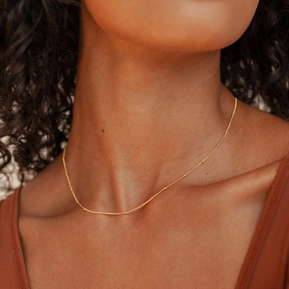 Gold Plated Beaded Chain Necklace