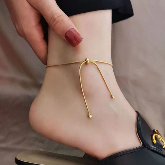 Adjustable Crossover Snake Chain Anklet
