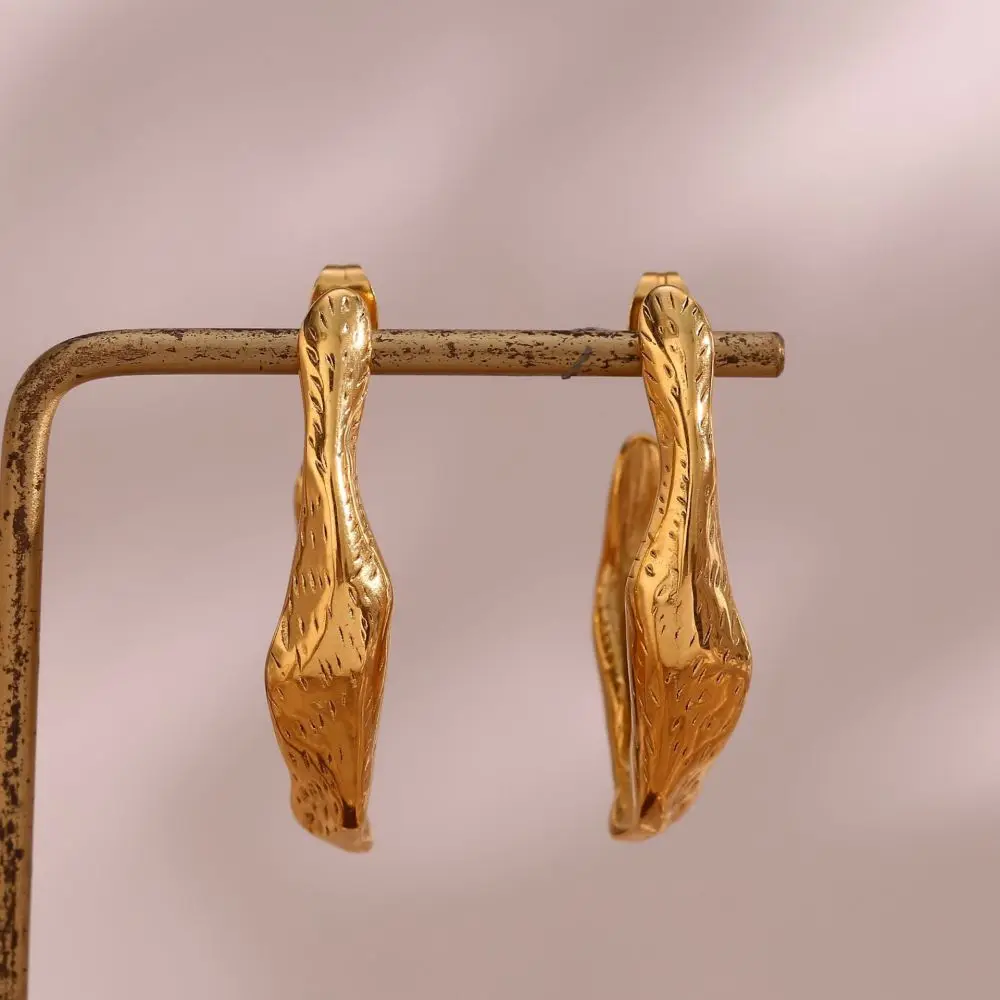 Chunky Irregular C Shaped Earrings