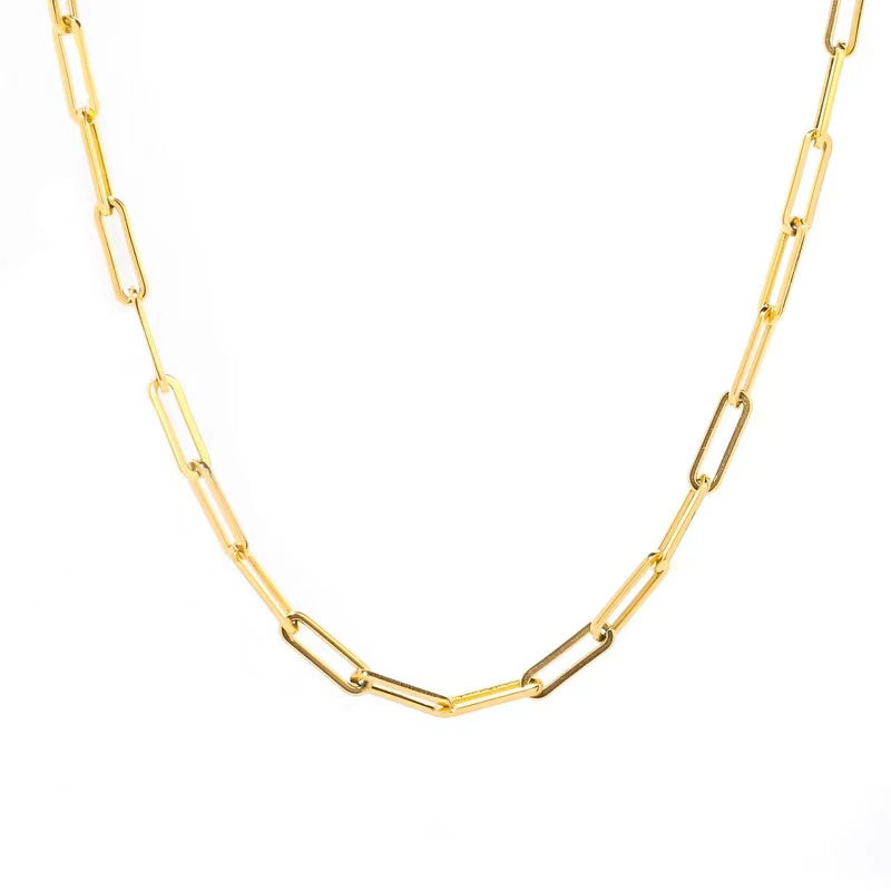 Gold Plated Paperclip Chain Necklace