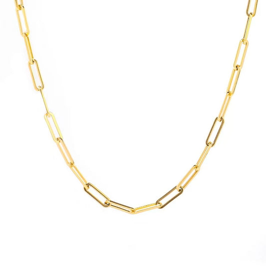 Gold Plated Paperclip Chain Necklace