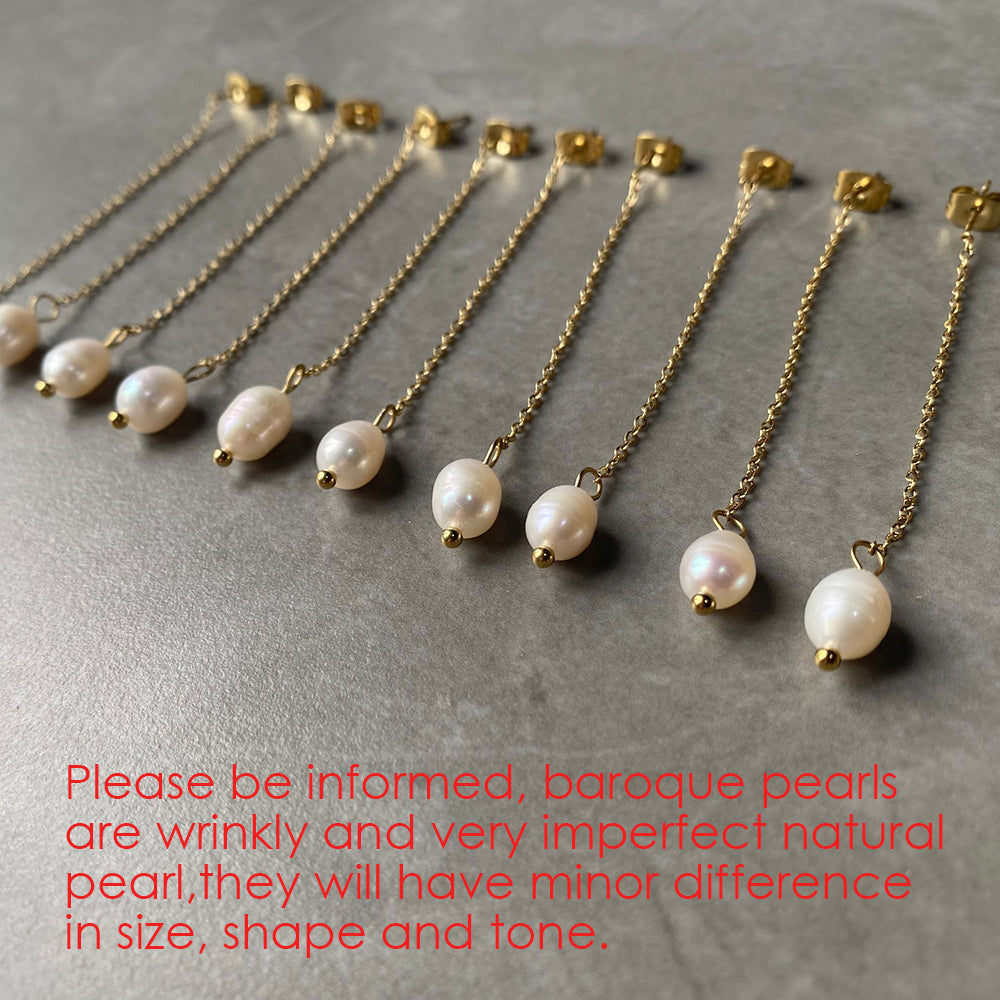Long Chain Freshwater Pearl Earrings