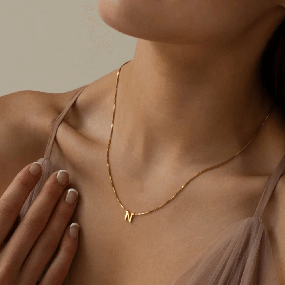 Box Chain initial Necklace
