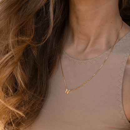 Box Chain initial Necklace