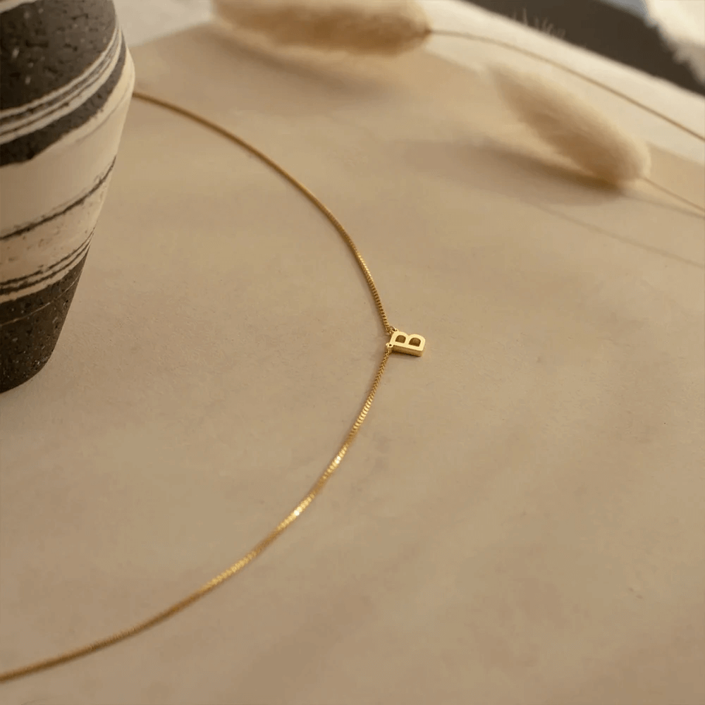 Box Chain initial Necklace