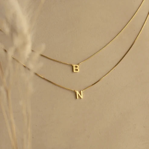Box Chain initial Necklace