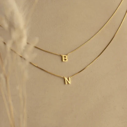 Box Chain initial Necklace