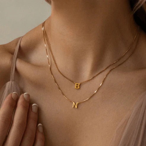 Box Chain initial Necklace