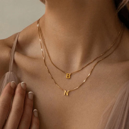 Box Chain initial Necklace