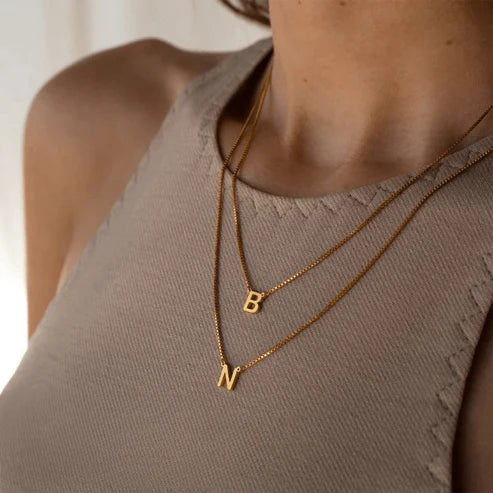 Box Chain initial Necklace