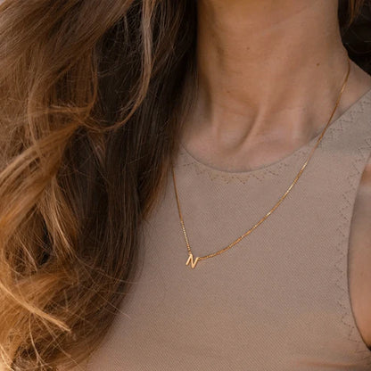 Box Chain initial Necklace