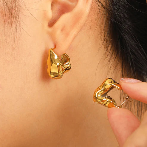 Chunky Irregular C Shaped Earrings