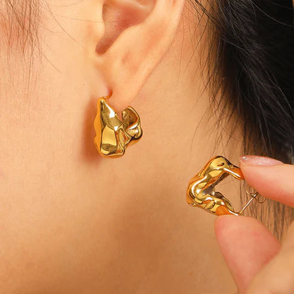 Chunky Irregular C Shaped Earrings