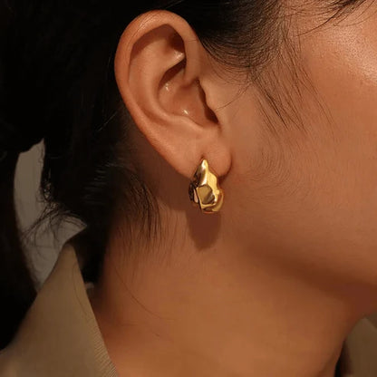 Chunky Irregular C Shaped Earrings