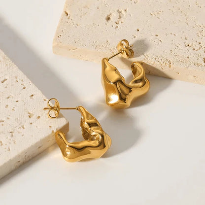 Chunky Irregular C Shaped Earrings
