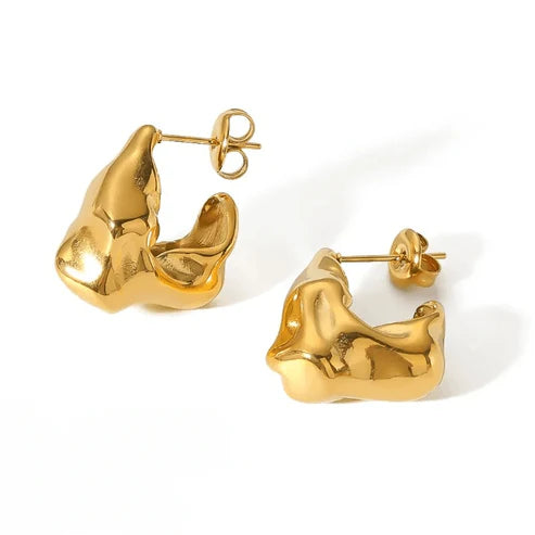 Chunky Irregular C Shaped Earrings