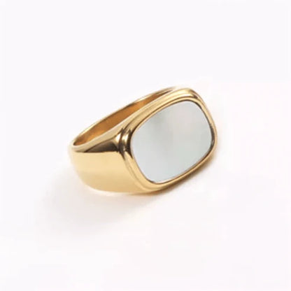 Chunky Mother of Pearl Signet Ring