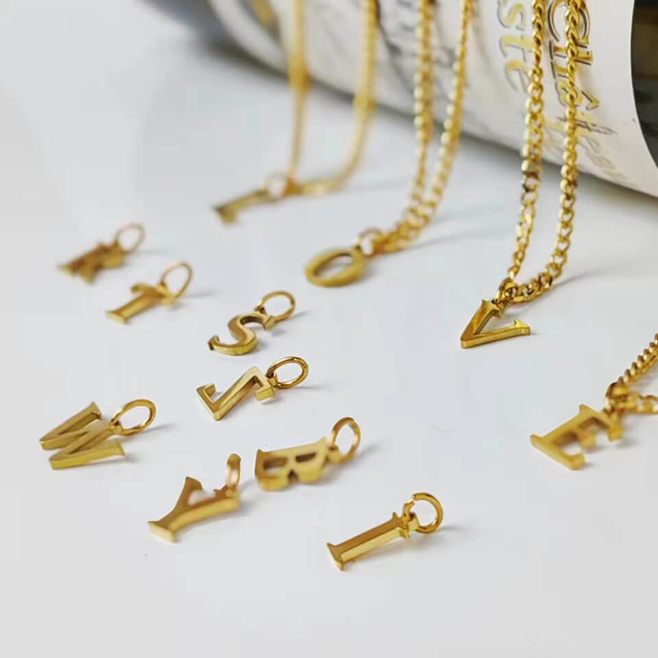 Curb Chain Letter Pendant Necklace