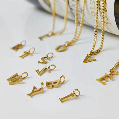 Curb Chain Letter Pendant Necklace