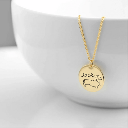 Custom Dog Name Coin Pendant Necklace